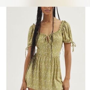 Urban Outfitters Green Floral Mini Dress